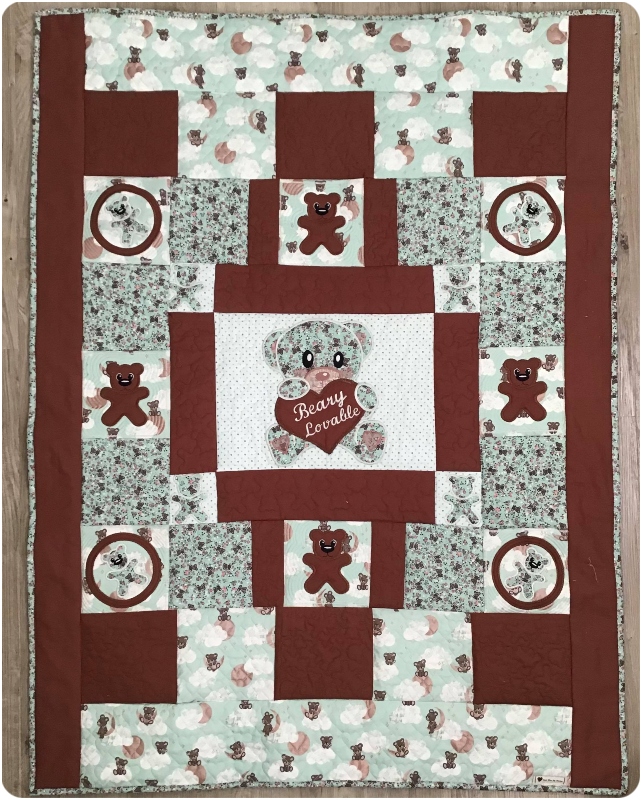 Darina brown and green Teddy Quilt