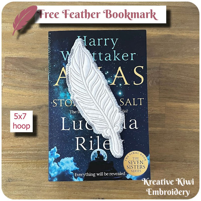 Free In the hoop Feather Bookmark by Kreative Kiwi - 650