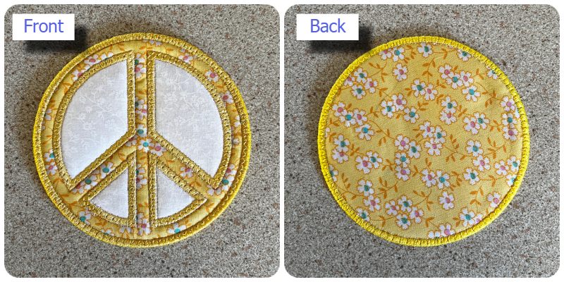 Front and back of free Peace Coaster by Kreative Kiwi - 800