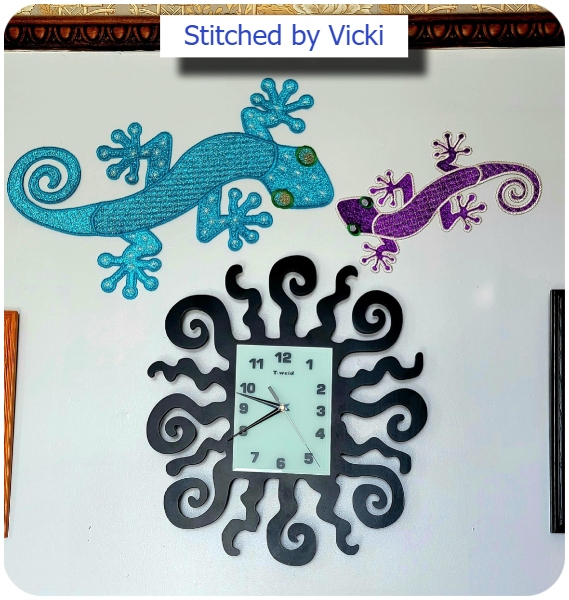 Large Applique Gecko by Vicki on wall