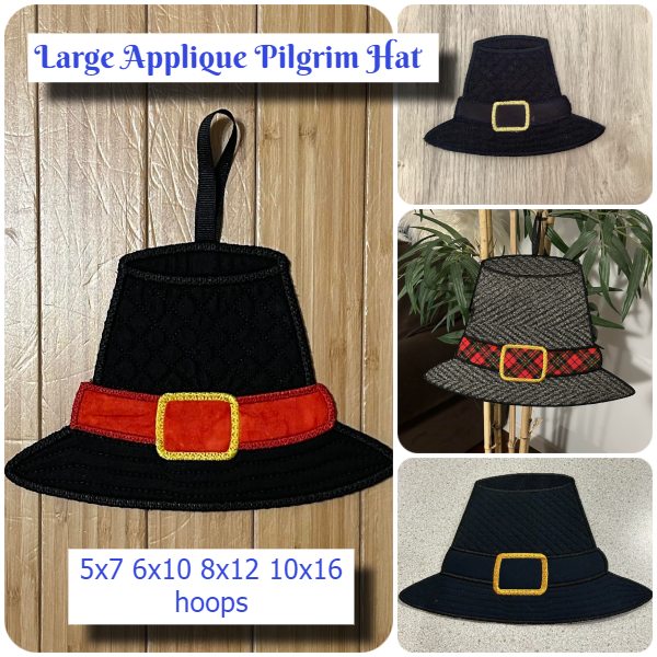 Large Applique Pilgrim Hat by Cotton I Sew - 600