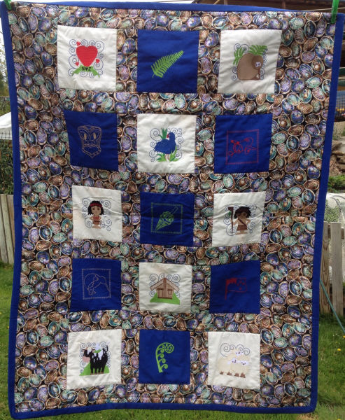 machine embroidery kiwi quilt