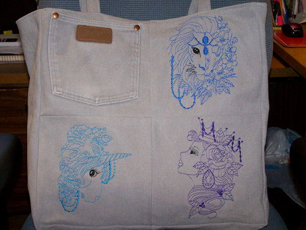 Embroidered Jean Bag