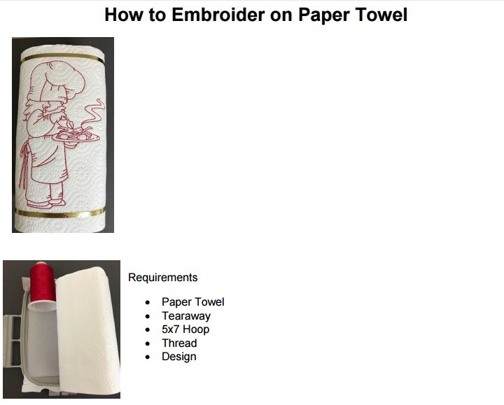 How to embroider on Paper Towel 01