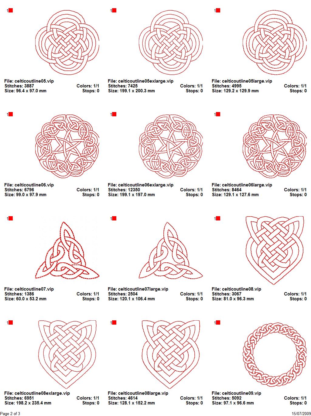 Celtic Outlines Redwork Applique Machine Embroidery Design