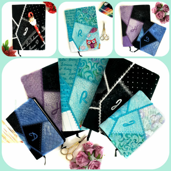 In the hoop Crazy Patch Notebook Cover Applique Machine Embroidery Design