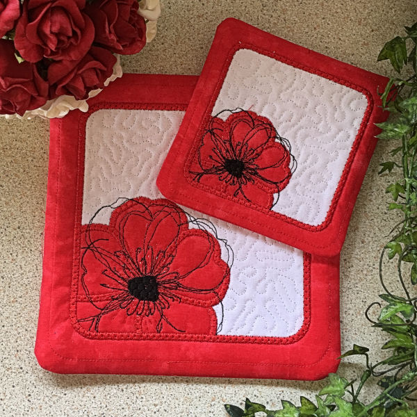 Poppy Coasters Free Instant Machine Embroidery Designs