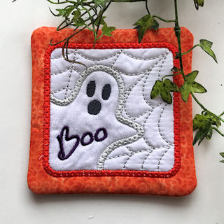 Free In the hoop Halloween Ghost Coaster
