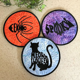 Free In the hoop Round Halloween Coaster