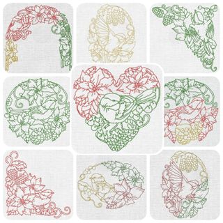 Free Redwork Christmas Birds