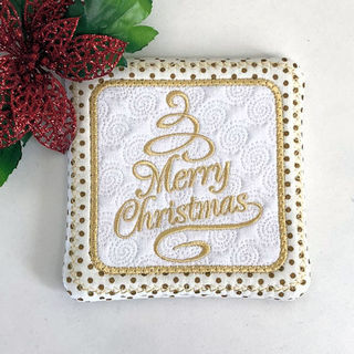 Free Merry Christmas Coaster (In the hoop)