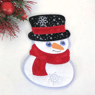 Free In the hoop Snowman Coaster