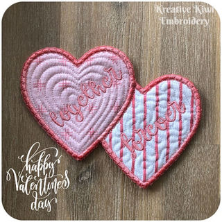 Free Double Heart In the hoop Coaster