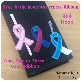 Free In the hoop Awareness Ribbon