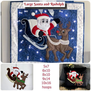 Large Applique Santa and Rudolph