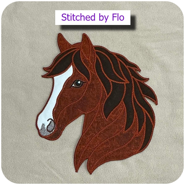 1 hooping Large Applique Horse Head stitched by Flo