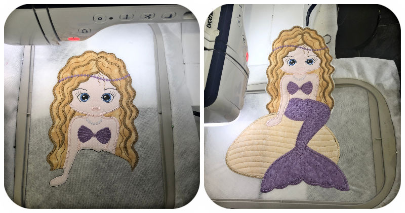 2 hooping Large Applique Sitting Mermaid