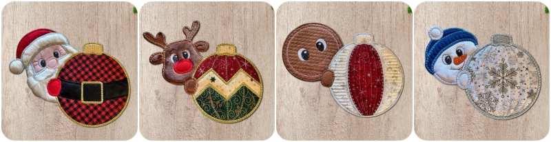 4 versions of In the hoop Peeking Coasters by Kreative Kiwi - 800