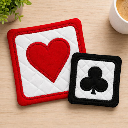 4x4 and 5x5 In the hoop Playing Card Coasters by Kreative kiw - 450i