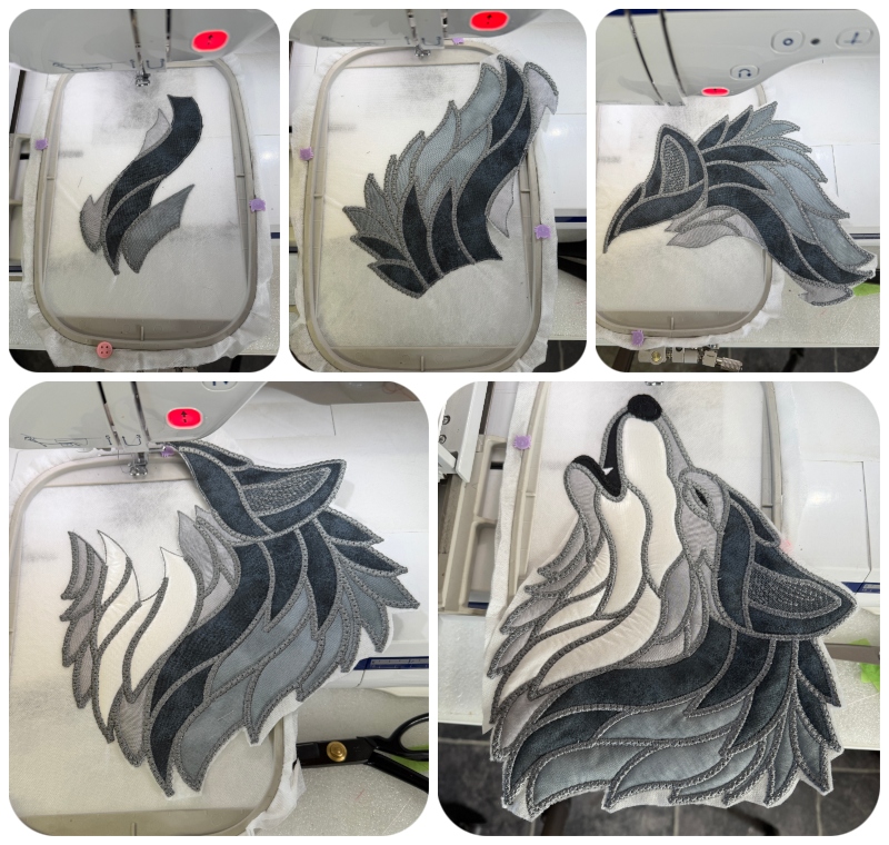 5 hoop Large Applique Wolf