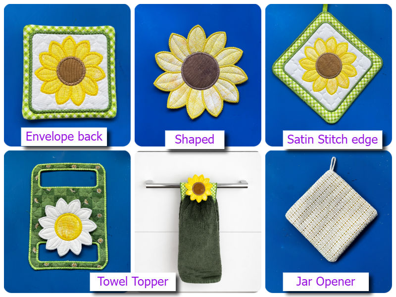 5 options In the hoop Flower Kitchen Set by Kreative Kiwi