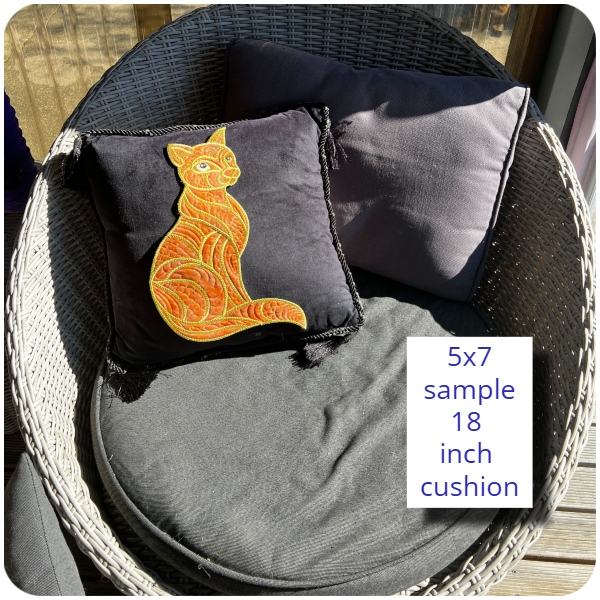 5x7 Zen cat on 18 inch cushion