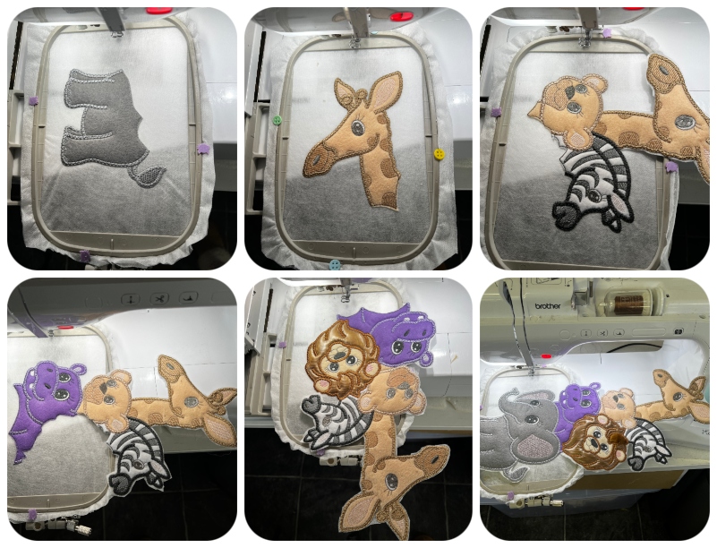 6 hooping Stacked Jungle Animals by Kreative Kiwi