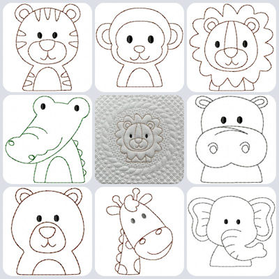 8 animals for scalloped baby quilt