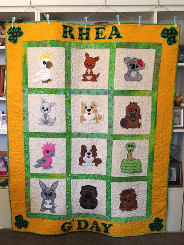 Aussie Animal Quilt made with Large Aussie Designs