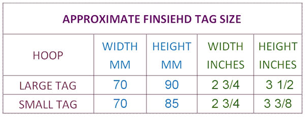 APPROXIMATE FINISHED SIZES -Free Dementia Contact Tag