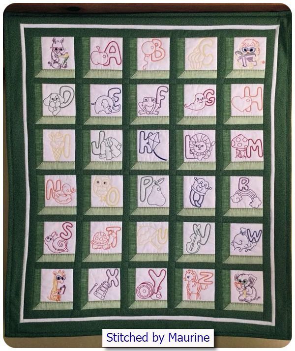 A is for Quilt with Reading animals by Maurine
