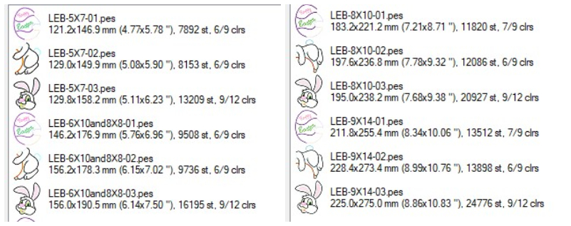 Actyal sizes of Large Easter Bunny Hooping