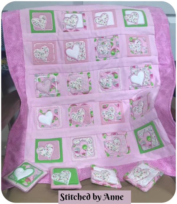 Free Valentines Coaster Quilt by Anne