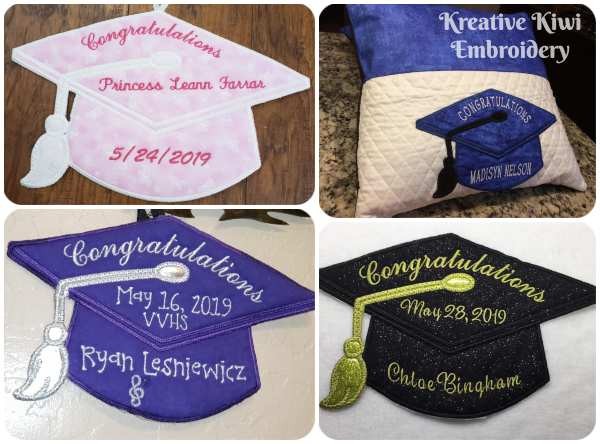 Applique Graduation Cap Samples