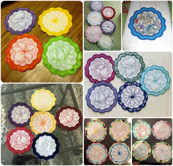 In the hoop Floral Coasters