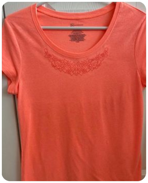 Tshirt neckline machine embroidery 