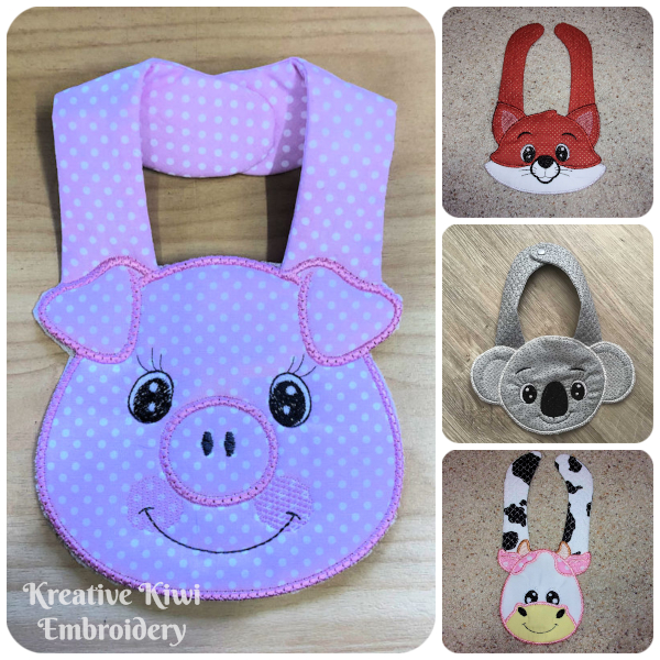 Animal Bibs made In the hoop