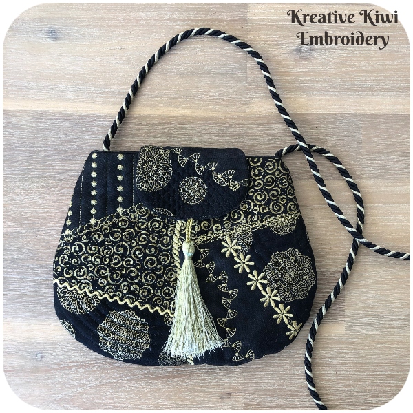 Black Crazy Patch Evening Bag