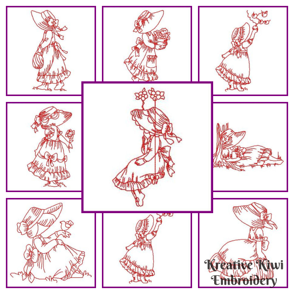 Bonus Redwork Sunbonnet Designs