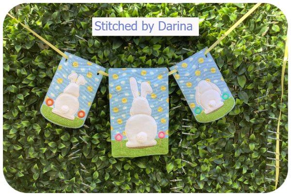 Bunny Bunting stitched by Darina