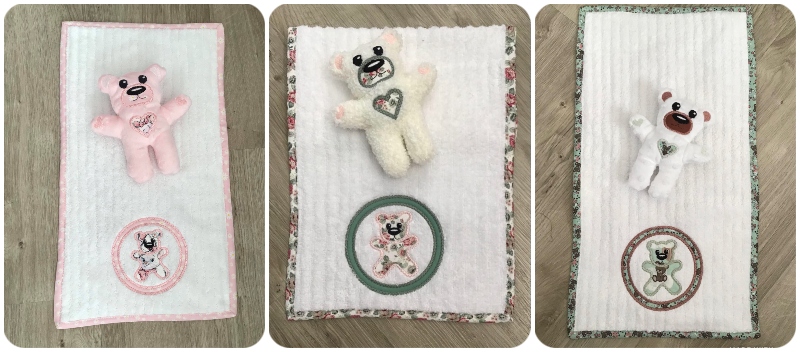 Darinas Applique Teddy Burp Cloths