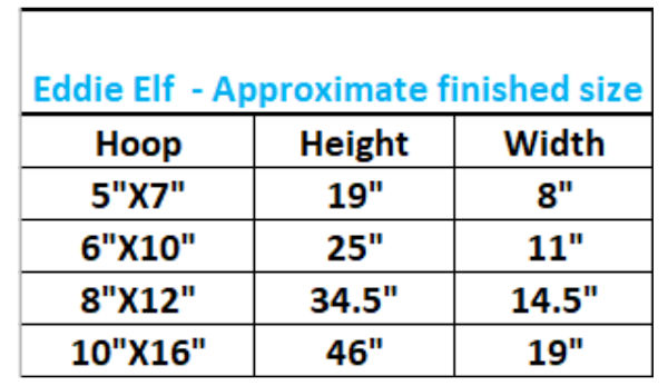 Eddie Elf - finished size