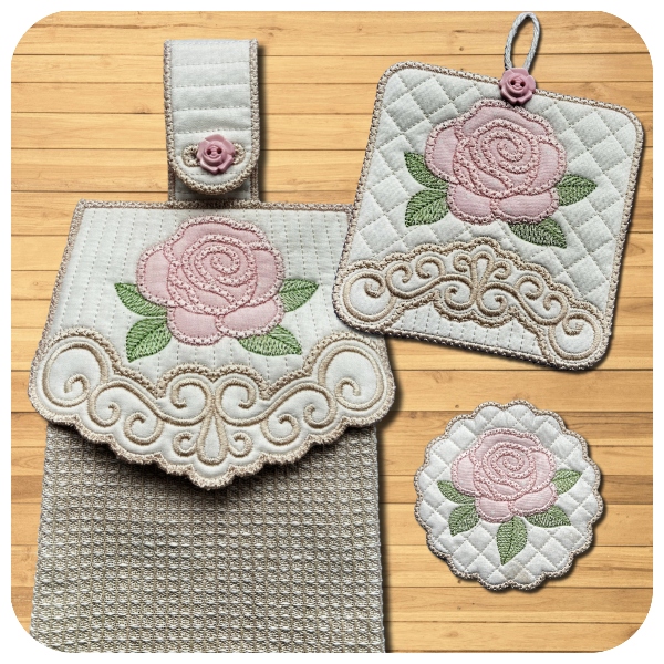 Elegant Rose In the hoop Towel Topper by Kreative Kiwi -600