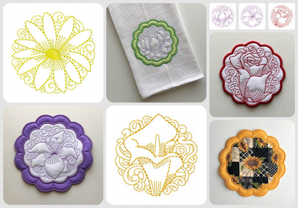 In the hoop Floral Coasters