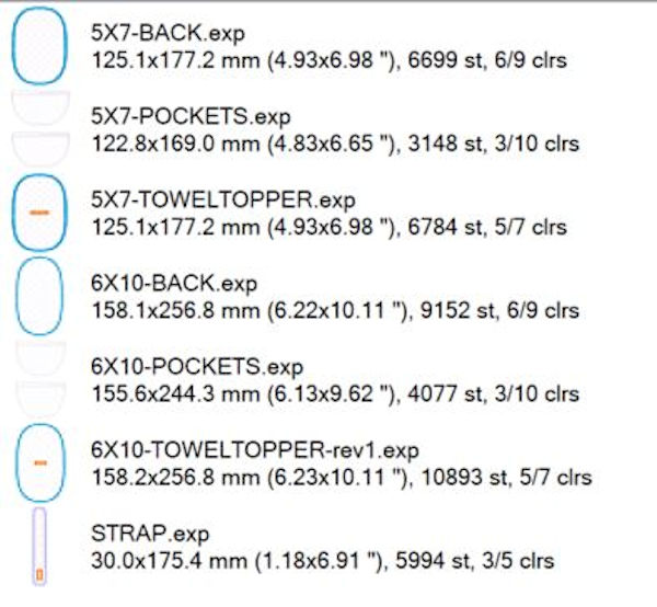 Oven Mitt and Towell Topper File Sizes
