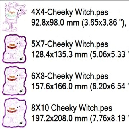 Finished size - Cheeky Witch Freebie