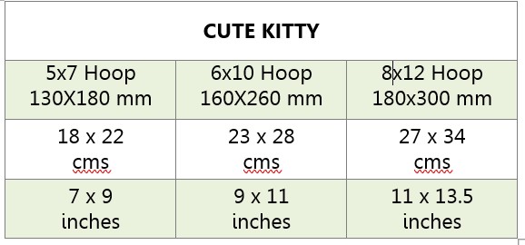 Finished size Cute Kitty
