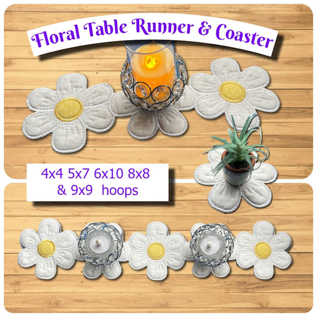 Floral Table Runner and Coaster by Kreative Kiwi - 650