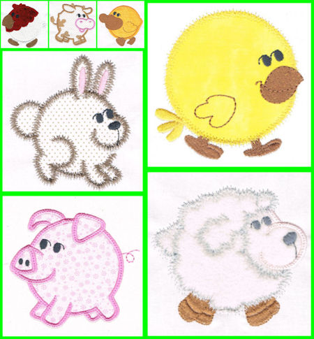 Free Chubby Farm Animals Applique