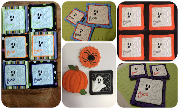 Free In the hoop Halloween Coaster Samples 1608